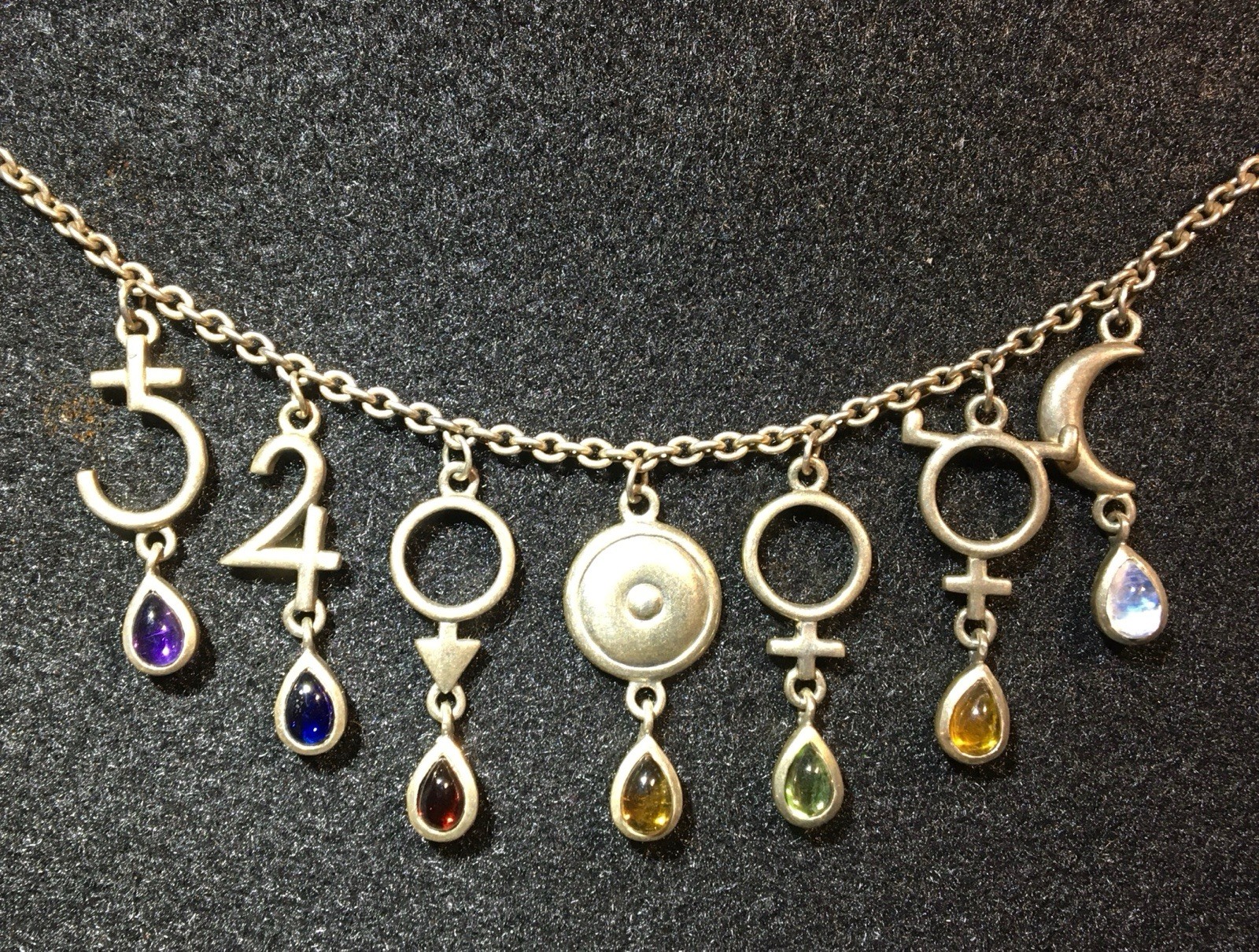 Retired Peter Stone 925 Sterling 7-Classical Planets Necklace Vintage Gemstones Retired Peter Stone 925 Sterling 7-Classical Planets Necklace Vintage Gemstones