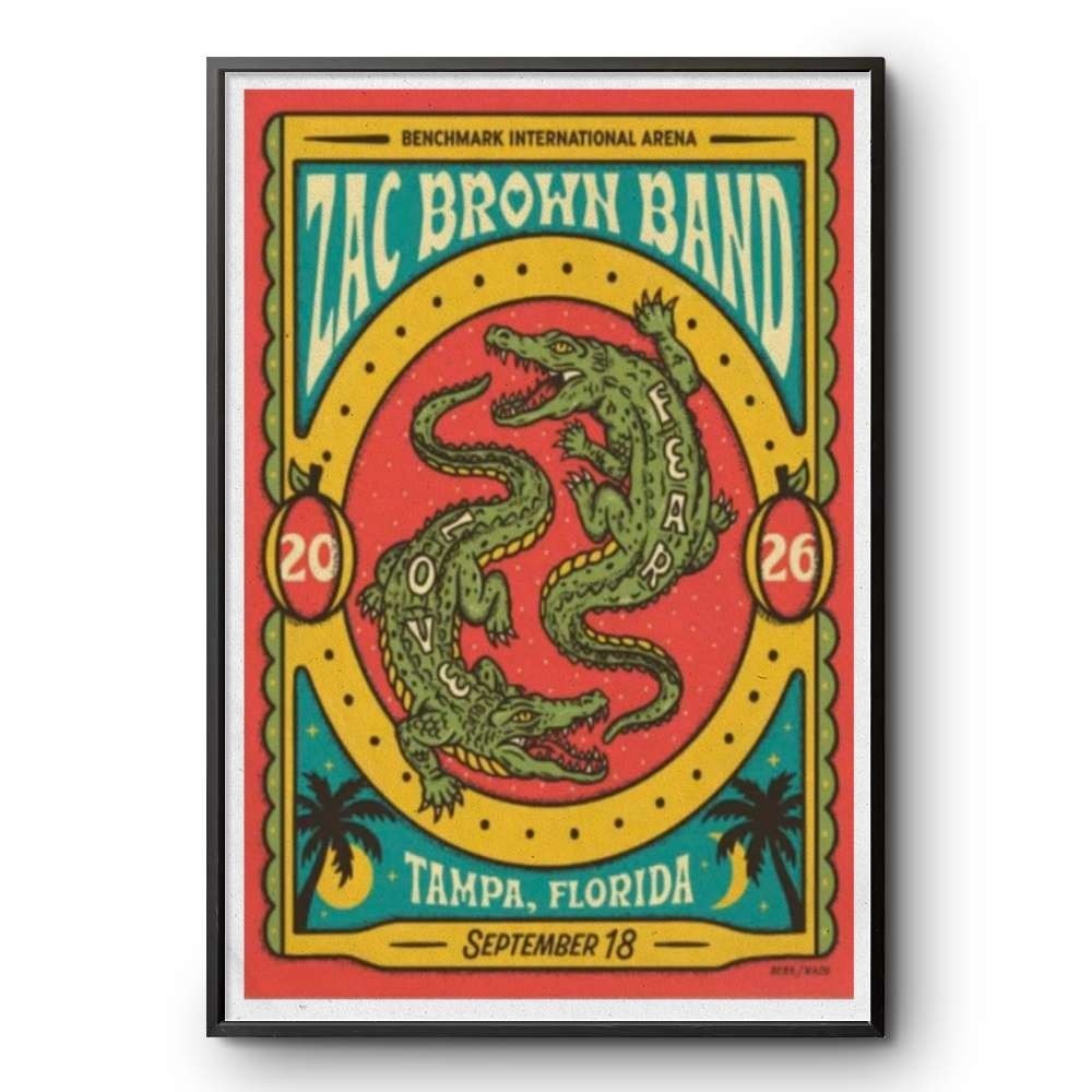 Zac Brown Band Poster Tampa FL Benchmark Arena 2026 Concert