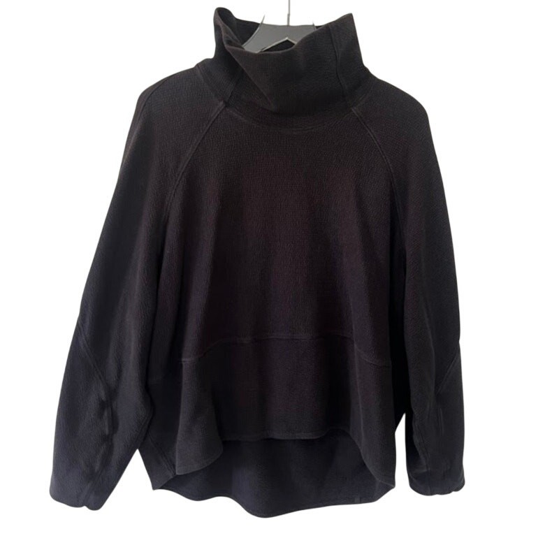 Lululemon Textured Funnel-Neck Pullover Sweatshirt 10 Black Top *READ
