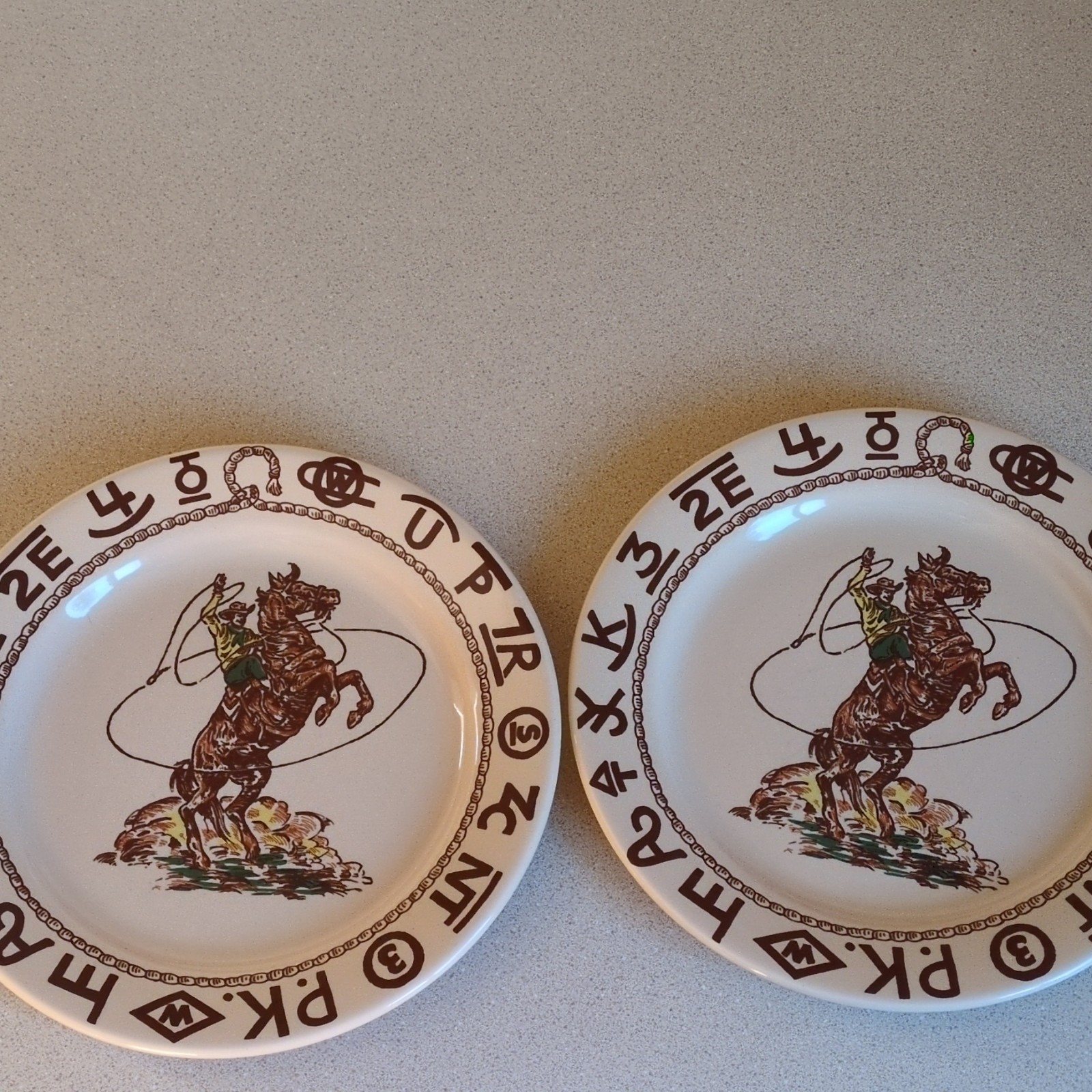 Westward Ho Rodeo Pattern True West Ceramic Lunch Plate Set Of 2 Westward Ho Rodeo Pattern True West Ceramic Lunch Plate Set Of 2