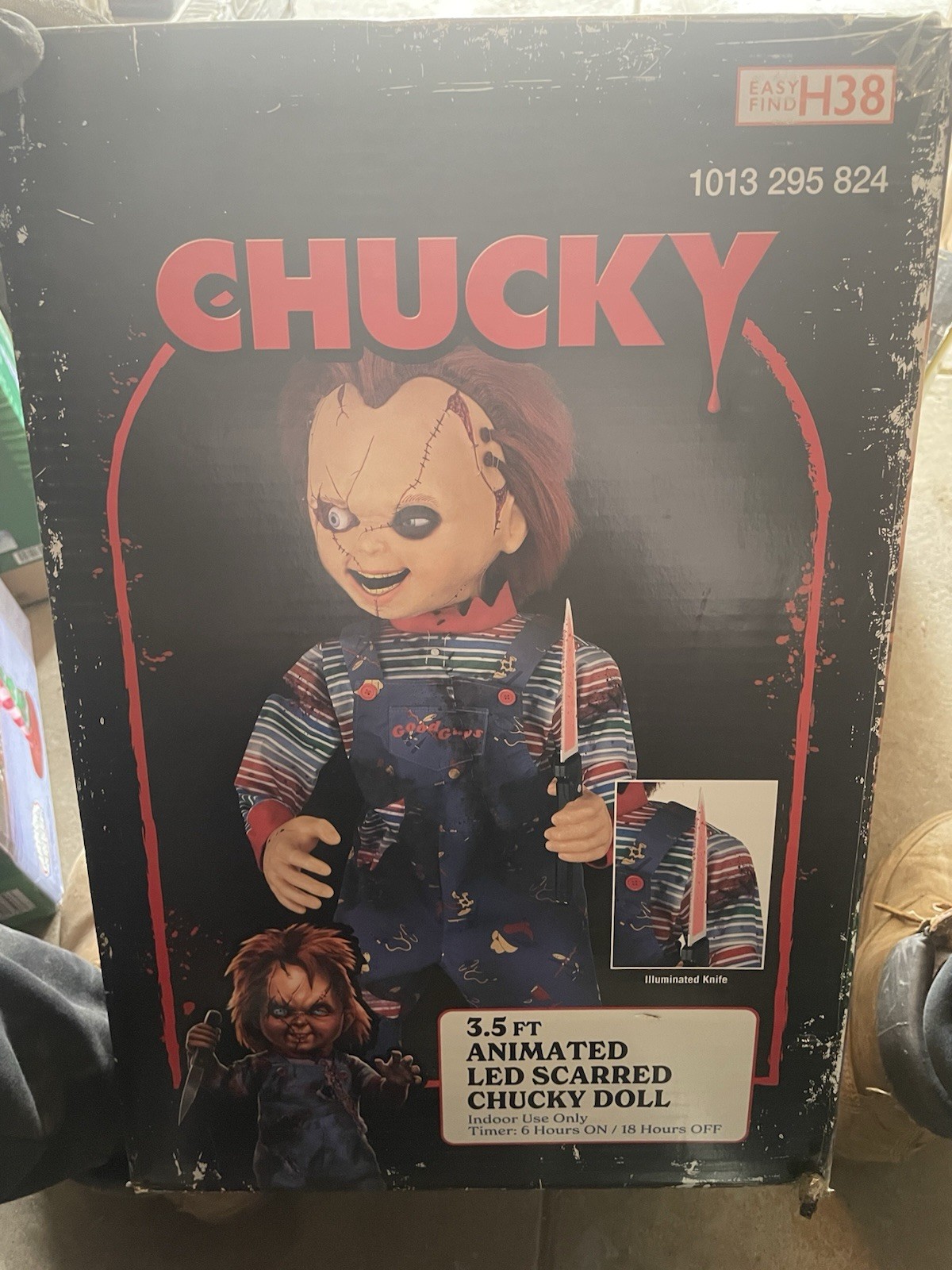 3.5 ft Animated LED Chucky Doll w/ Illuminated Knife, Multicolor Halloween 3.5 ft Animated LED Chucky Doll w/ Illuminated Knife, Multicolor Halloween