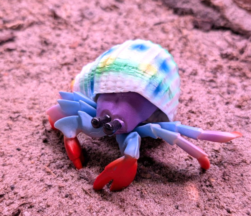 Hermit Crab Toy Figurine Realistic Rubber Rainbow Shell Collectible Cute Gift