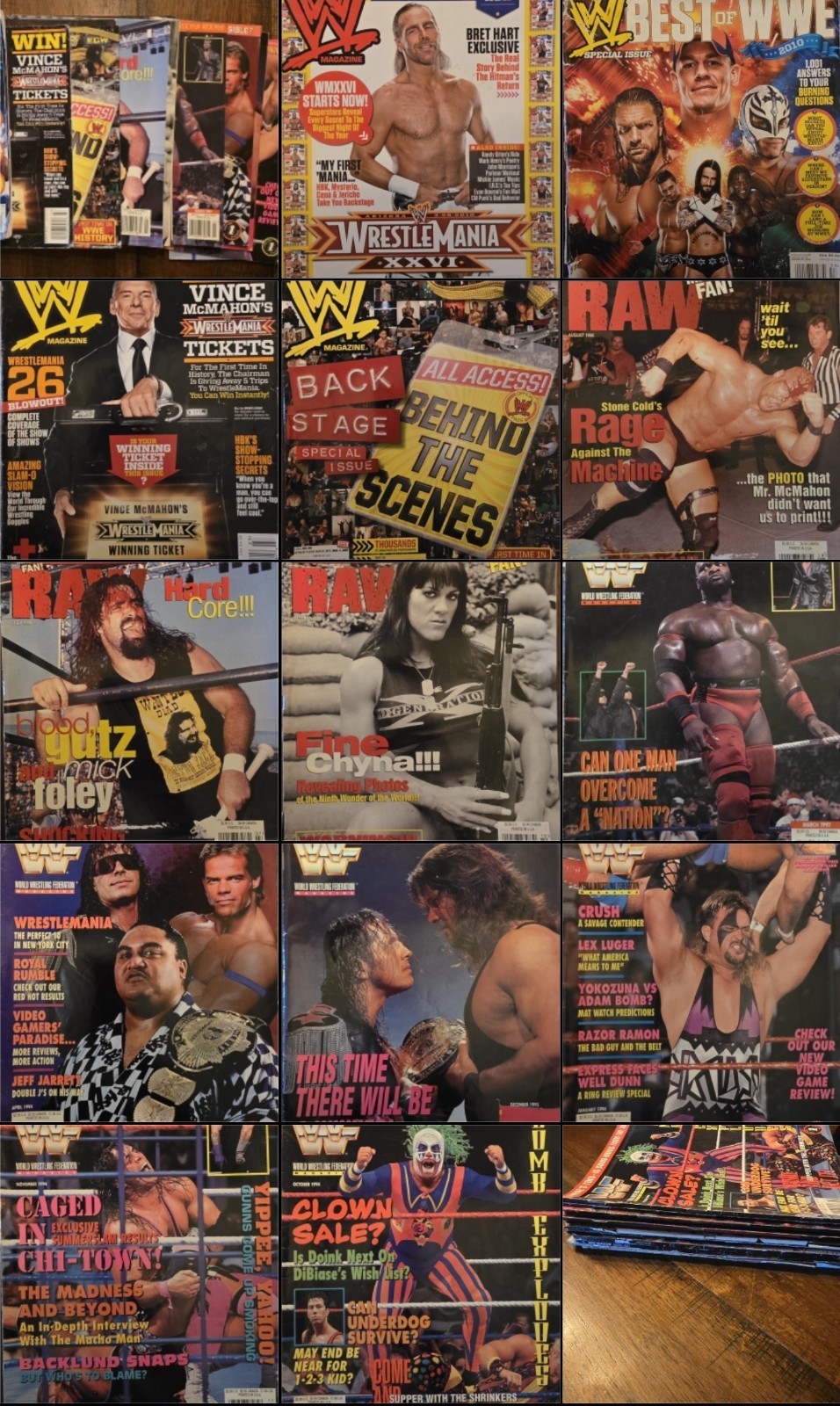 Lot of 13 WWF Magazines  1994-2010