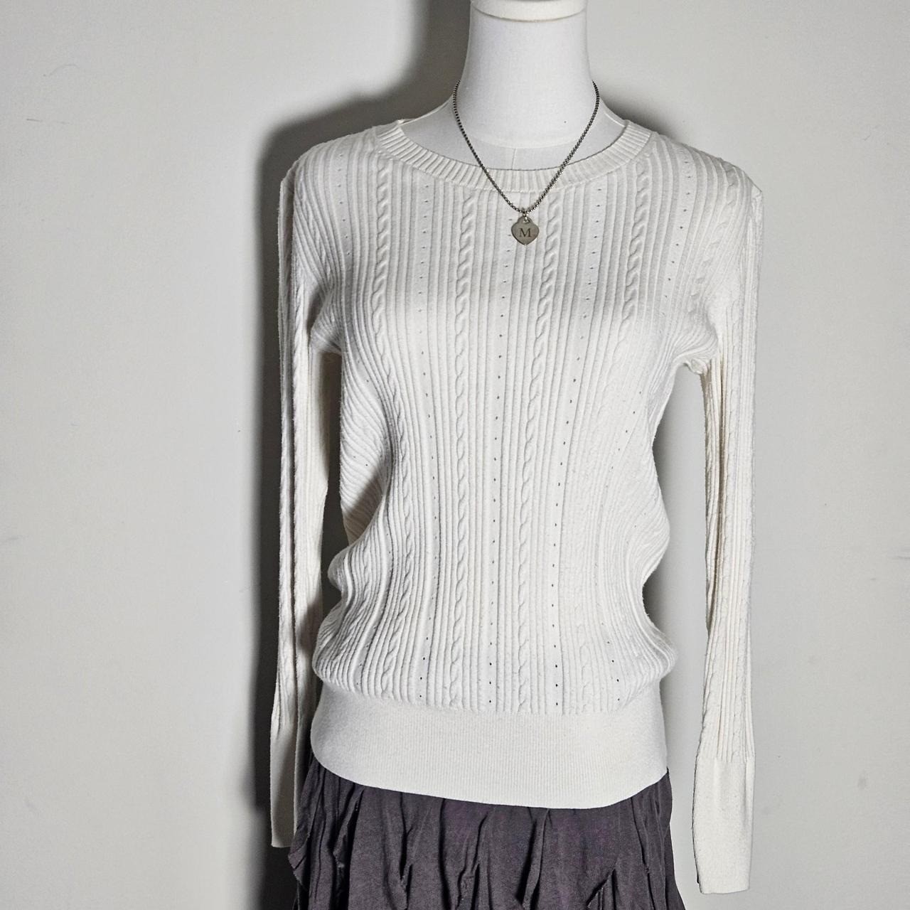 Talbots Cream Cable Knit Sweater Long Sleeve S Minimalist Classic Preppy