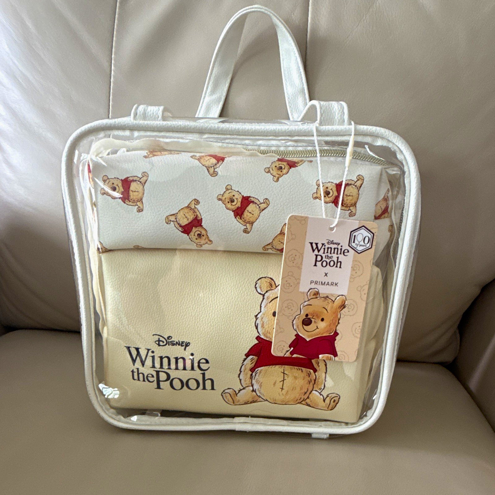 Primark Disney Winnie the Pooh 100 Years Clear Zip Cosmetic Bag Set NWT Sealed