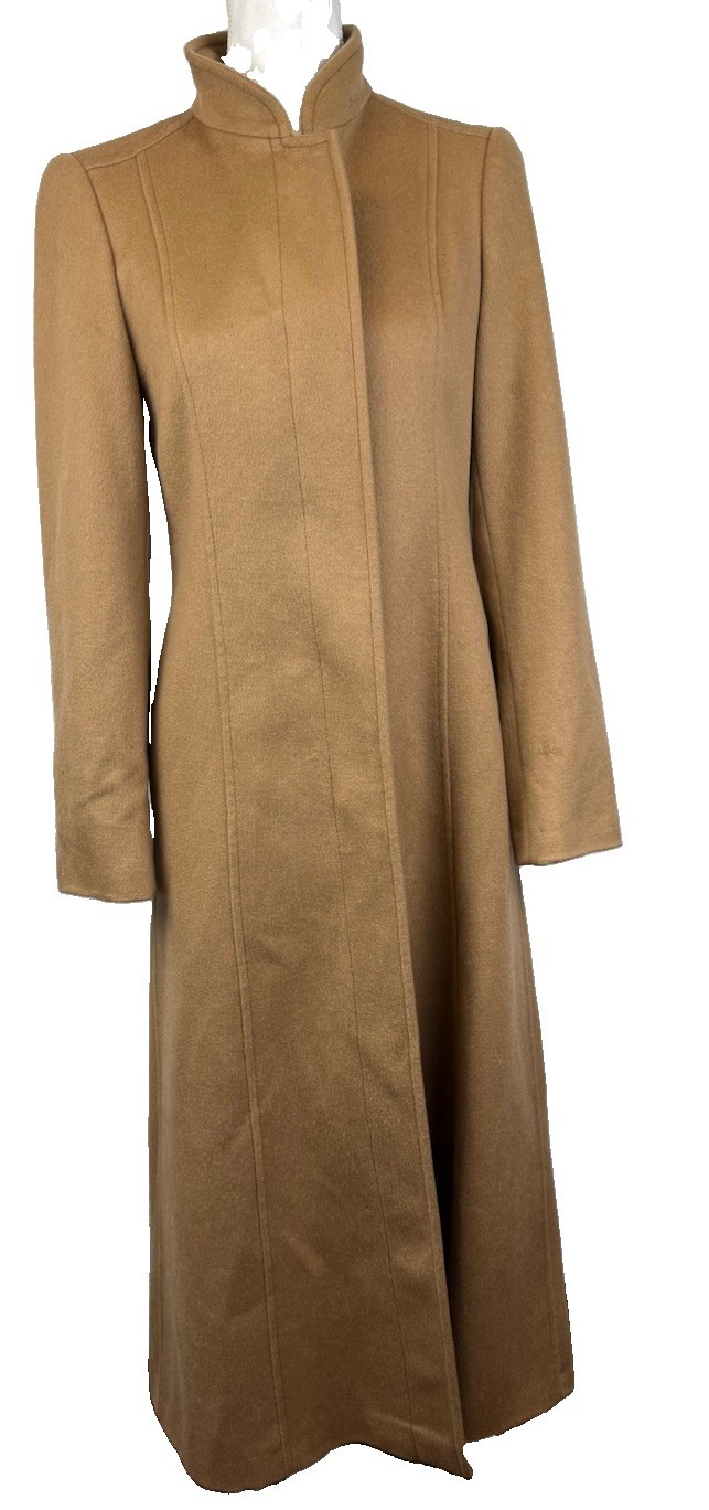 VTG Burberry Cashmere Single Breasted Flared Princess-Cut Maxi Coat Sz 6US Flaws
