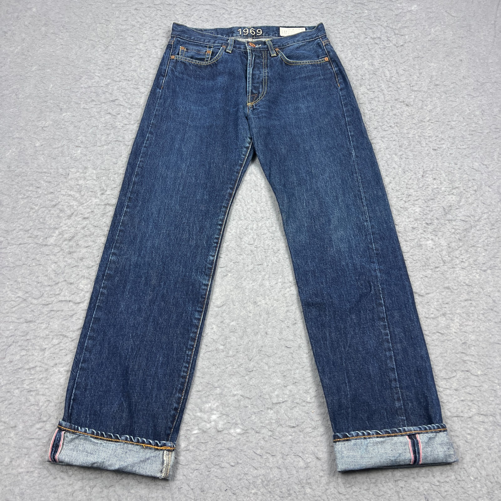 Gap 1969 Selvedge Jeans Men’s 31x34* Blue Dark Denim Straight Button Fly Italy Gap 1969 Selvedge Jeans Men’s 31x34* Blue Dark Denim Straight Button Fly Italy