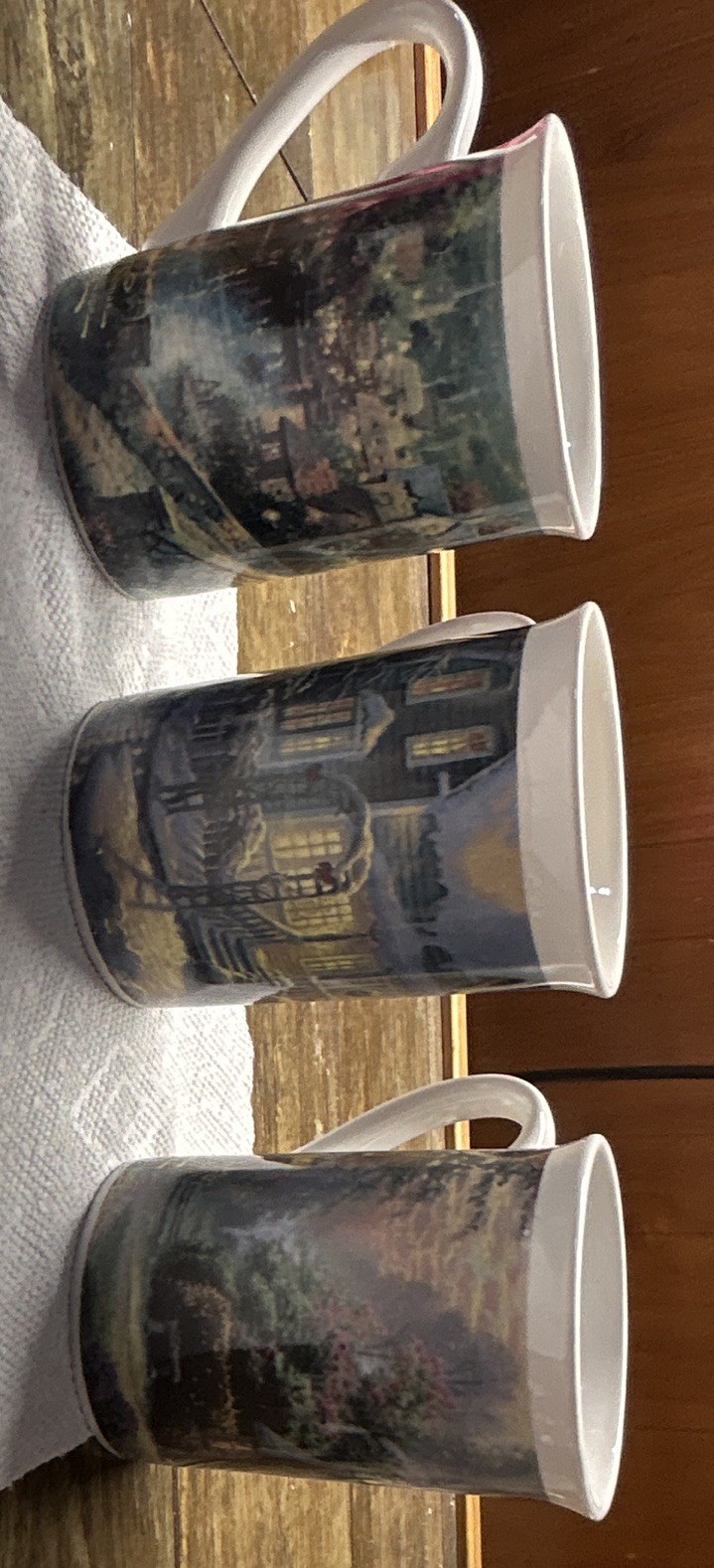 Vintage 1995 Thomas Kinkade Lamplight Village Coffee Mugs Designpac Set of 9 Vintage 1995 Thomas Kinkade Lamplight Village Coffee Mugs Designpac Set of 9