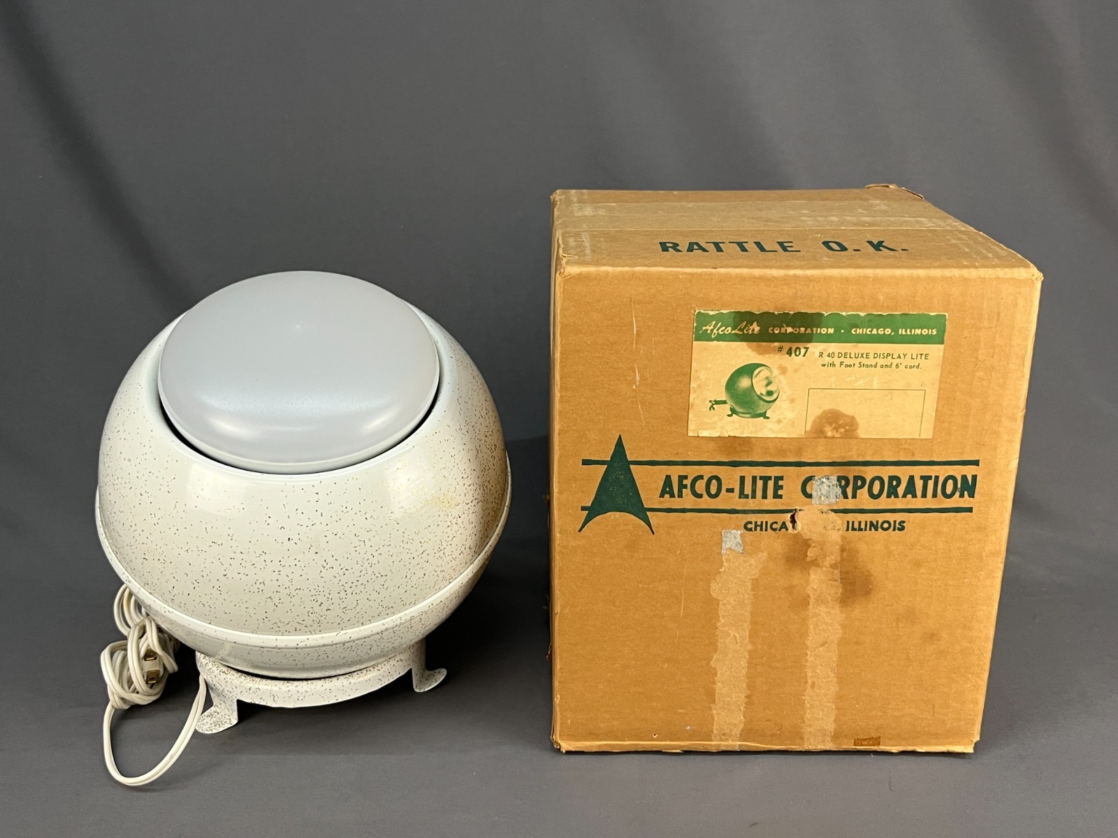 New/NOS AFCO Mid-Century Modern Orb Eyeball Lamp with base in Original Box (B)