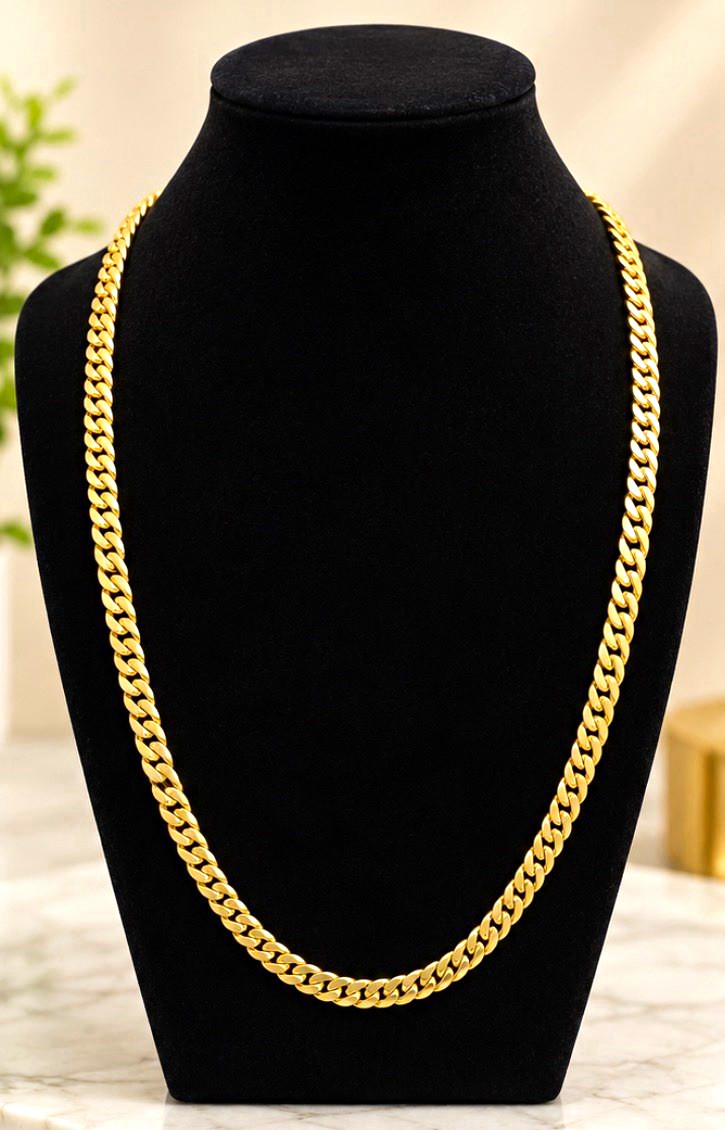 Solid 10K Yellow Gold Miami Cuban Link Chain — 26 Solid 10K Yellow Gold Miami Cuban Link Chain — 26