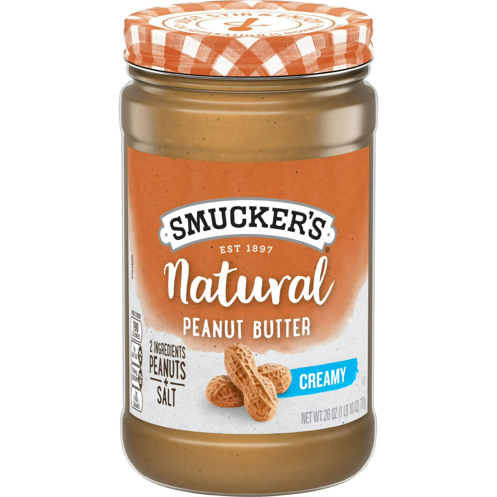 Smucker’s Natural Creamy Peanut Butter, 26 oz Jar