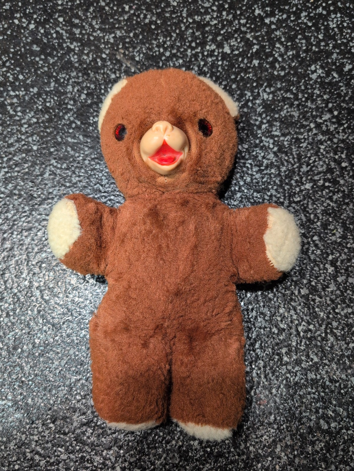 Vintage Teddy Bear Plush Brown Rubber Face Glass Eyes 13\