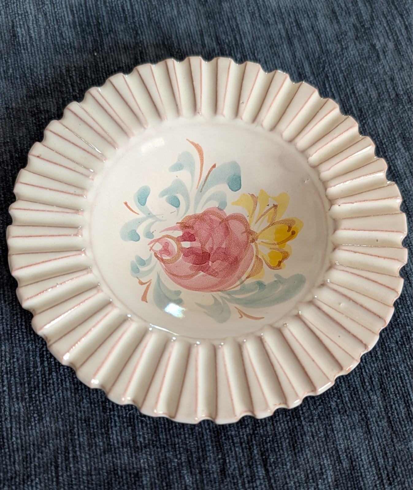 Vintage Italian Style Ceramic Bowl Hand Painted Pink Rose Vintage Italian Style Ceramic Bowl Hand Painted Pink Rose