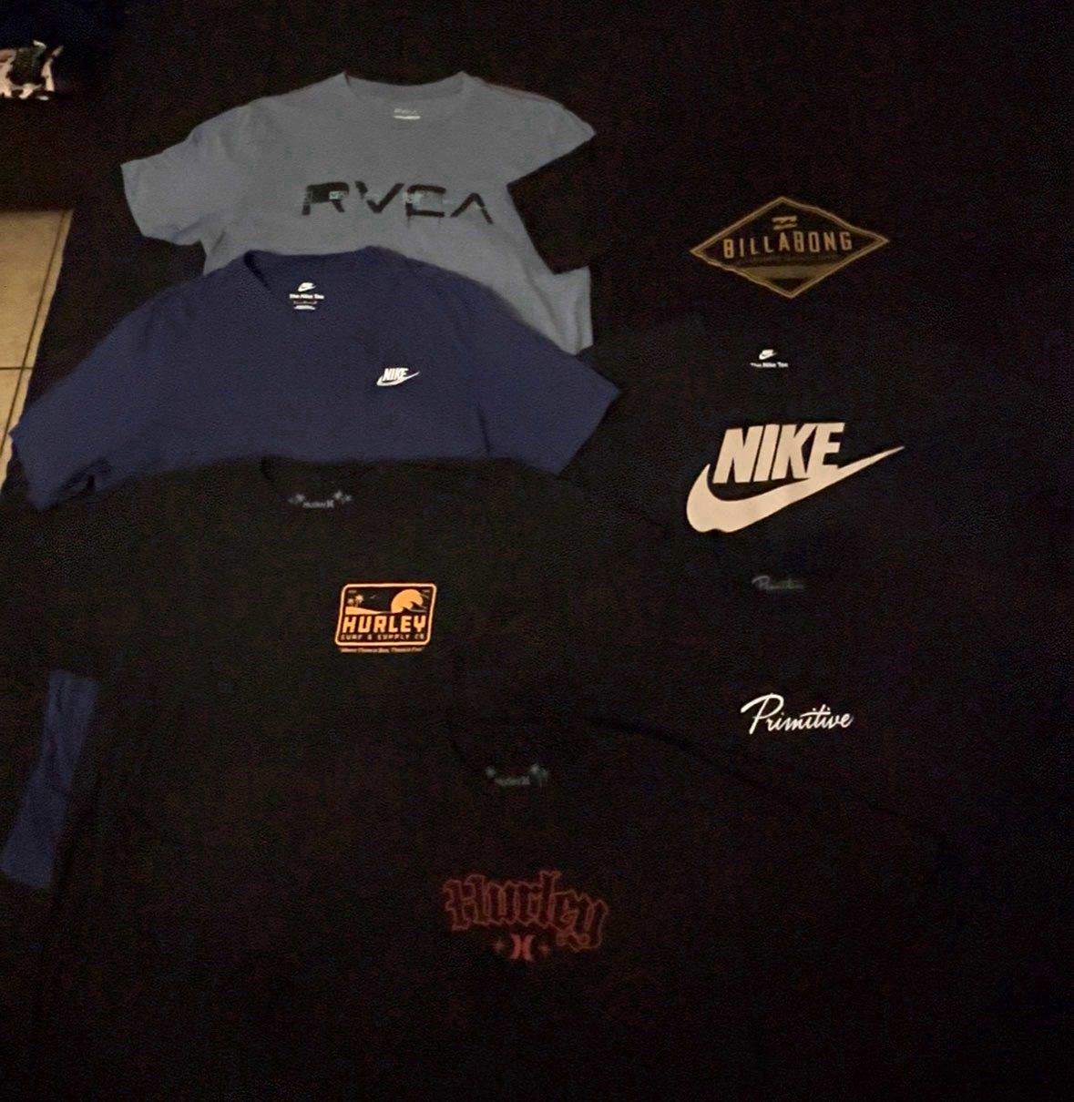Lot of 9 Mix Nike RVCA Hurley Billabong Obey Primitive Quiksilver Medium Shirts