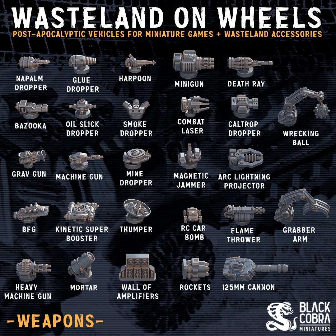 Weapons | Wasteland on Wheels | Car Wars | Gaslands | Black Cobra Weapons | Wasteland on Wheels | Car Wars | Gaslands | Black Cobra