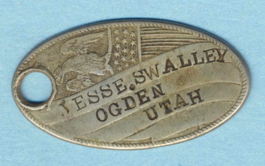 Civil War Dog Tag Jesse Swalley Ogden, Utah Civil War Dog Tag Jesse Swalley Ogden, Utah