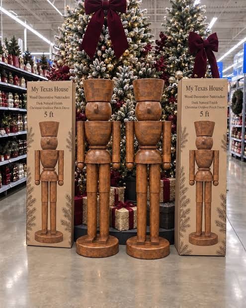 My Texas House 5ft Wood Decorative Nutcracker in Dark Natural Finish