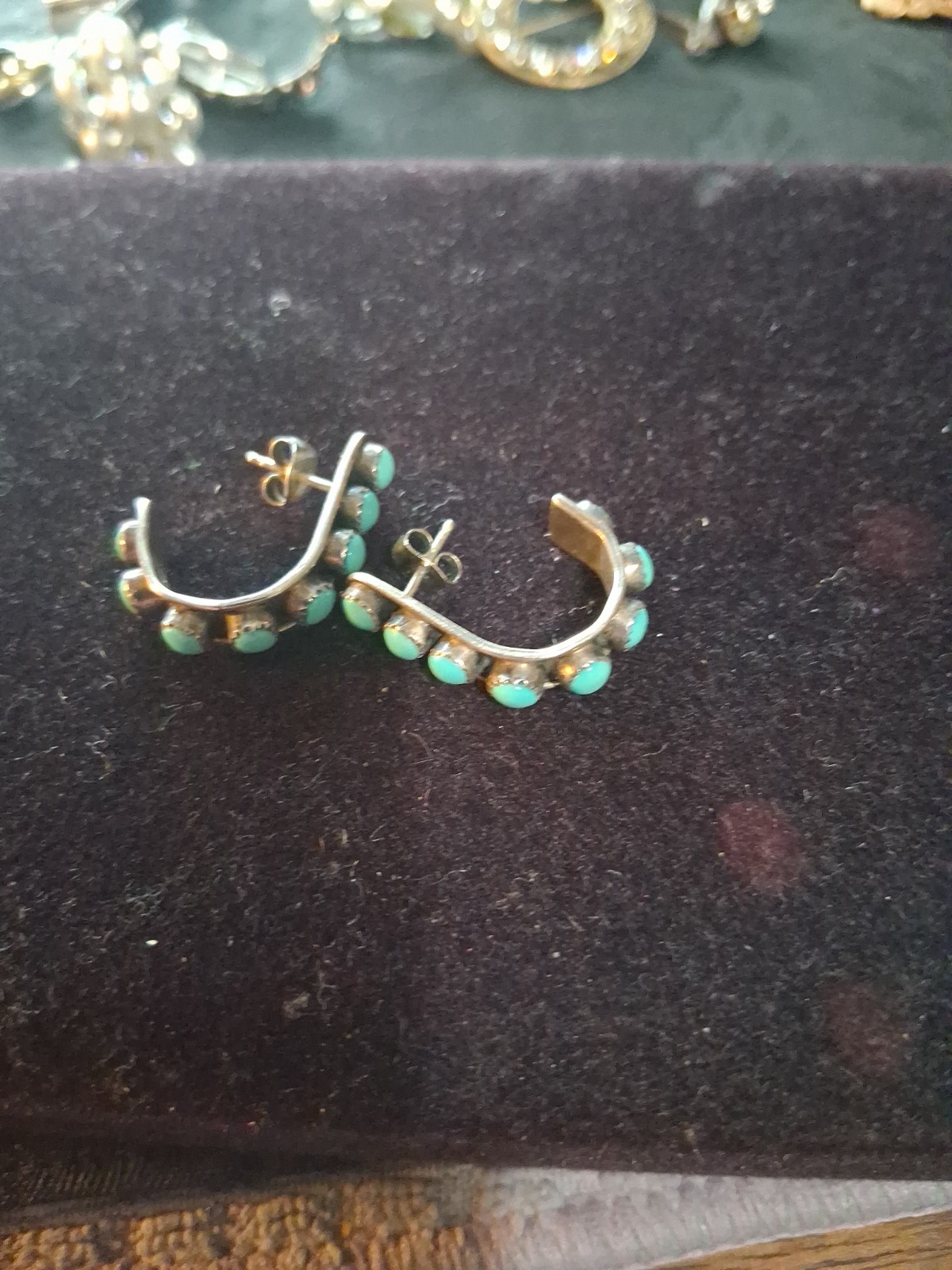Sterling silver vintage zuni post earrings , three point eight grams Sterling silver vintage zuni post earrings , three point eight grams