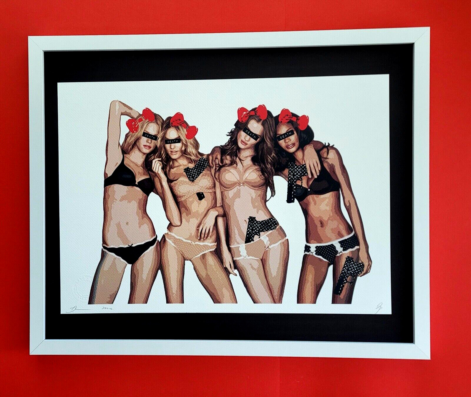DEATH NYC Hand Signed LARGE Print Framed 16x20in COA VICTORIA\'S SECRET MODELS FL DEATH NYC Hand Signed LARGE Print Framed 16x20in COA VICTORIA\'S SECRET MODELS FL