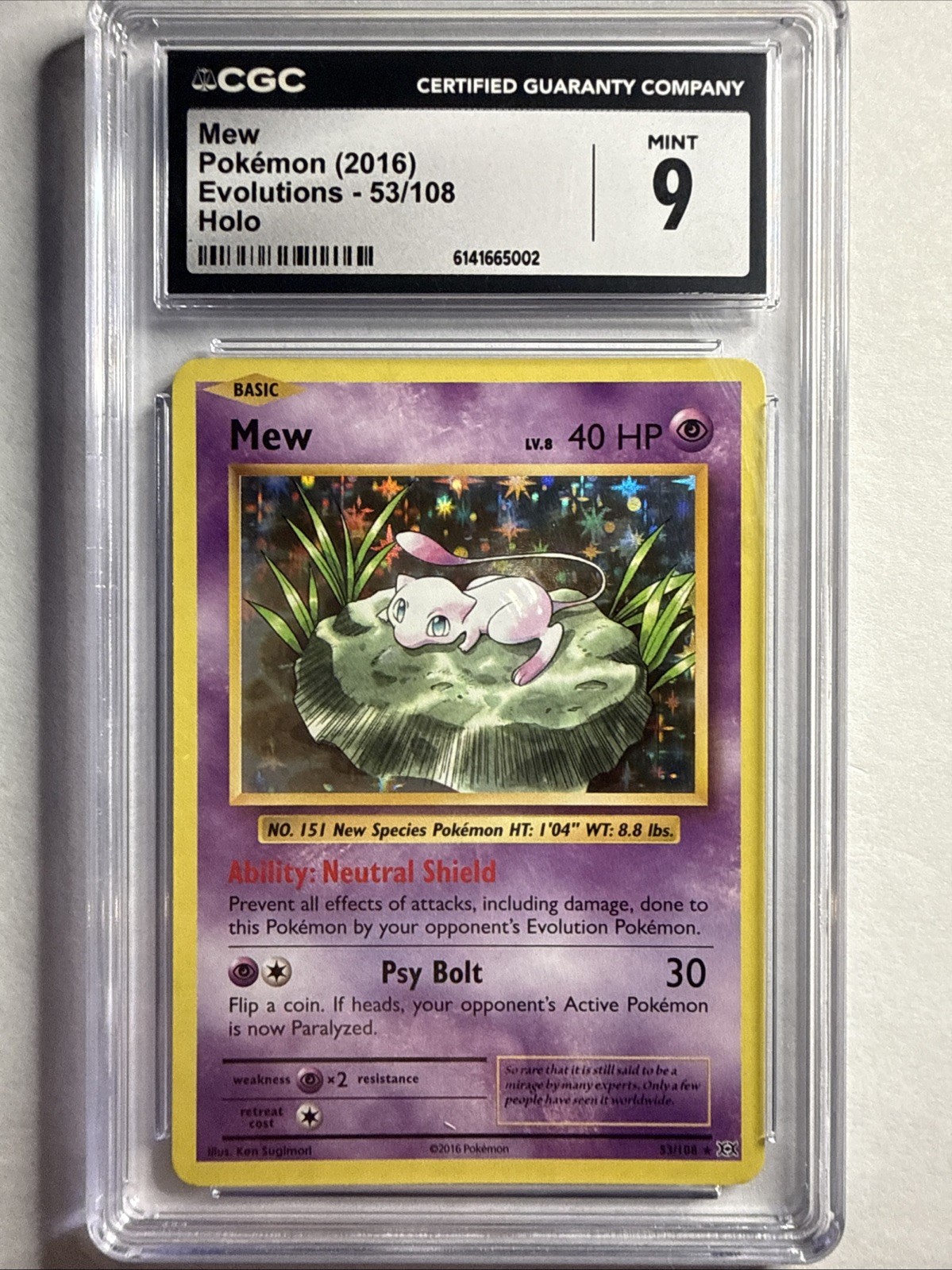 Mew 53/108 Evolutions Holo CGC 9 Mew 53/108 Evolutions Holo CGC 9