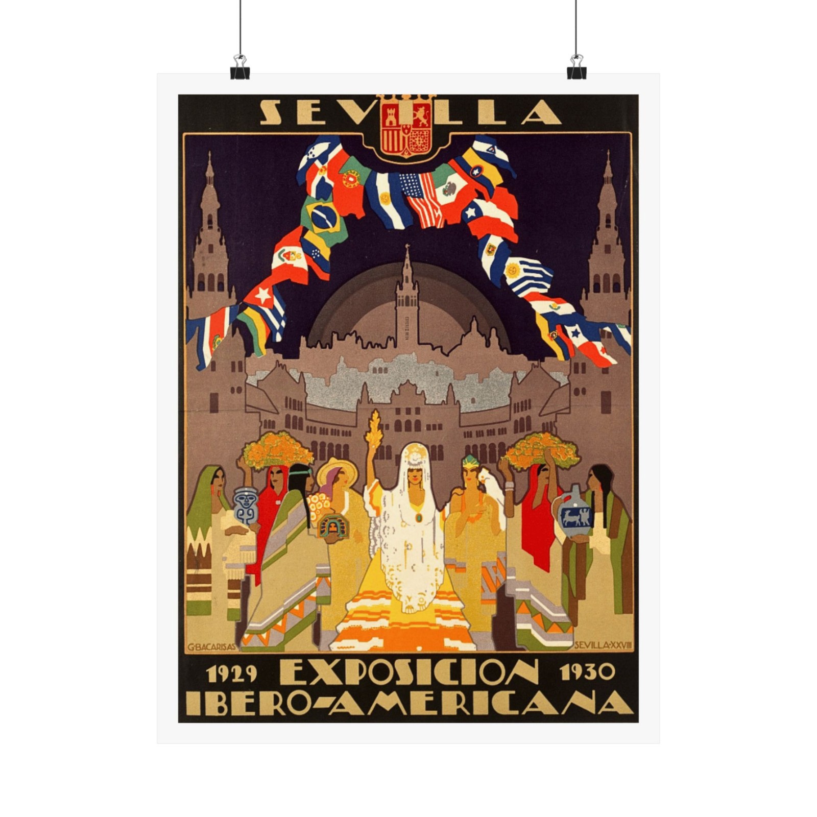 Seville Ibero-American Exposition 1929 Poster: Art Deco Spain World Fair Print