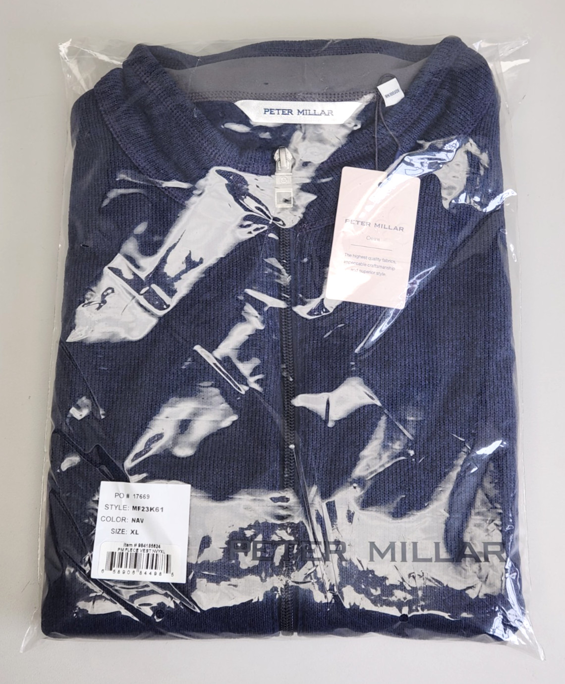 Peter Millar Crown Sweater Full-Zip Fleece Vest Navy Blue Men\'s XL X-Large, NEW Peter Millar Crown Sweater Full-Zip Fleece Vest Navy Blue Men\'s XL X-Large, NEW
