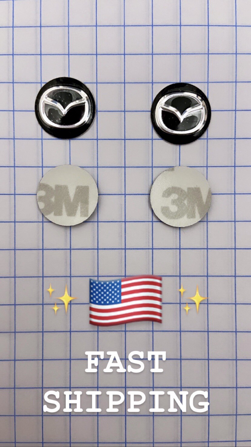 NEW MAZDA 2pcs - 14mm Key Fob Emblem Sticker Decal Remote Badge NEW MAZDA 2pcs - 14mm Key Fob Emblem Sticker Decal Remote Badge