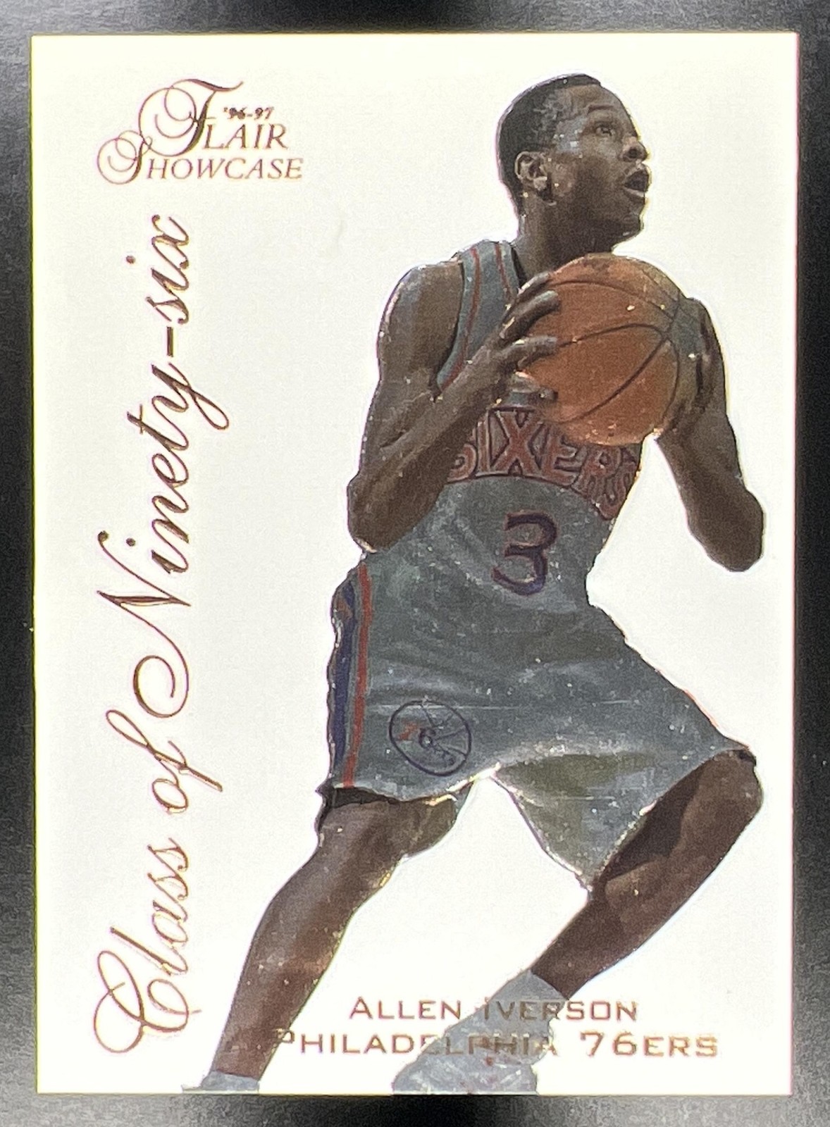 1996-97 Fleer Flair Showcase Allen Iverson #10 Class of '96 RC 76ers AI Insert 1996-97 Fleer Flair Showcase Allen Iverson #10 Class of '96 RC 76ers AI Insert