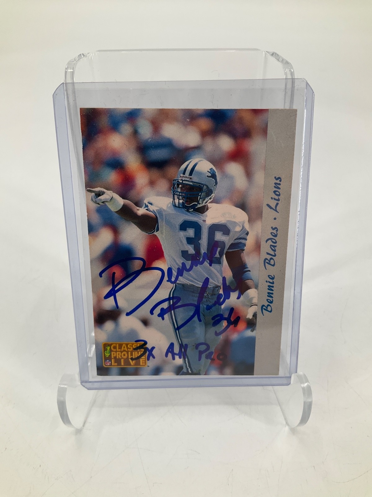 BENNIE BLADES DETROIT LIONS SIGNED 1993 PRO LINE CARD JSA WITNESS COA W/INSC BENNIE BLADES DETROIT LIONS SIGNED 1993 PRO LINE CARD JSA WITNESS COA W/INSC