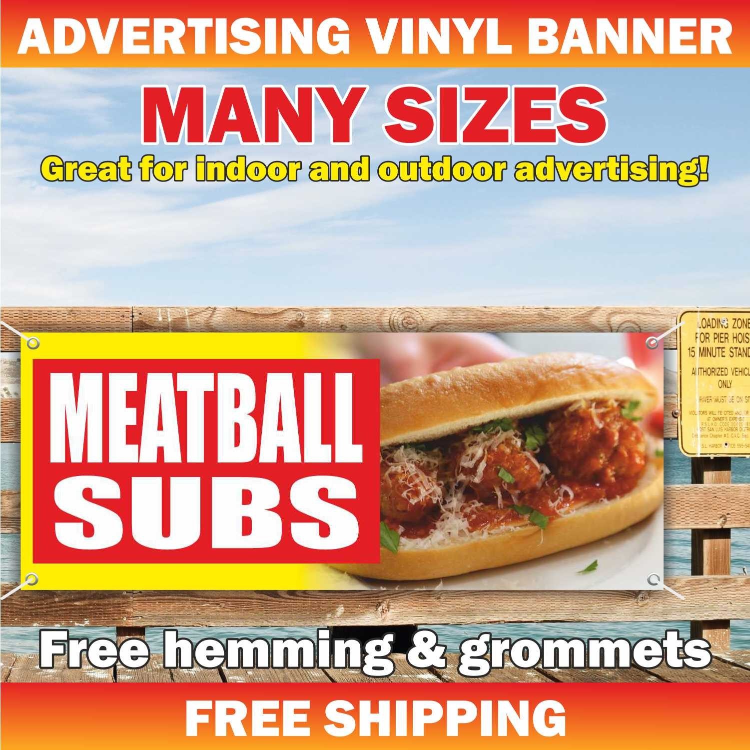MEATBALL SUBS advertising Banner Vinyl Mesh Sign subway burger fast food bar
