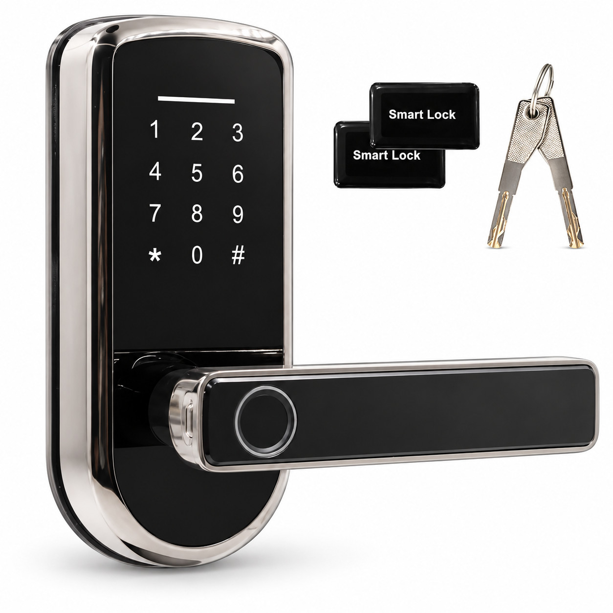 Smart Door Lock with Handle Fingerprint Keypad Keyless Entry Bluetooth for Home Smart Door Lock with Handle Fingerprint Keypad Keyless Entry Bluetooth for Home