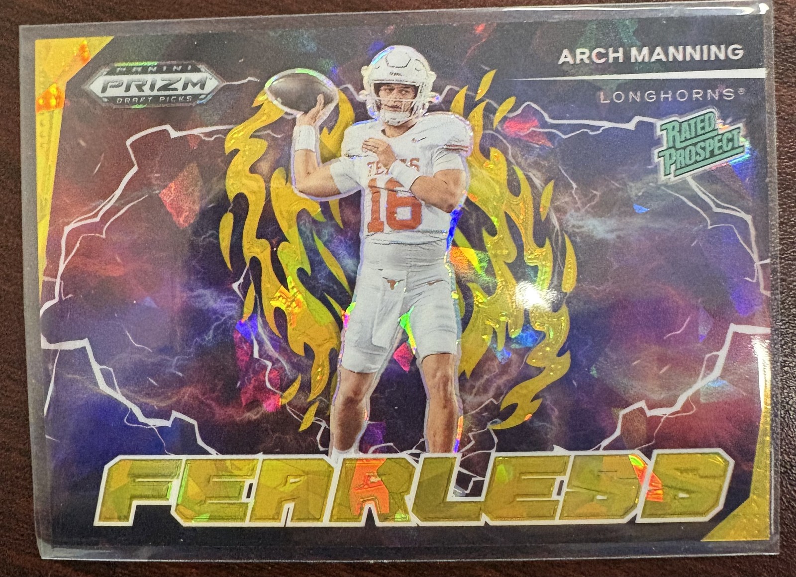 2025 Panini Prizm Draft Picks - Fearless Arch Manning #F-AMG Gold Ice Prizm (RC)