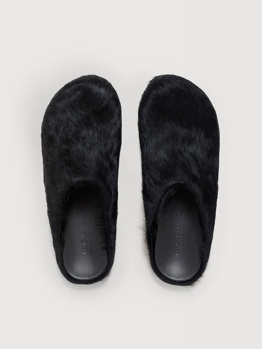 Marni Black Long Hair Calfskin Fussbett Sabot Marni Black Long Hair Calfskin Fussbett Sabot