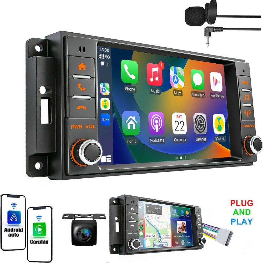 For 2009-2012 Dodge Ram BT-Stereo Radio CarPlay GPS Android Auto Navi Plug play