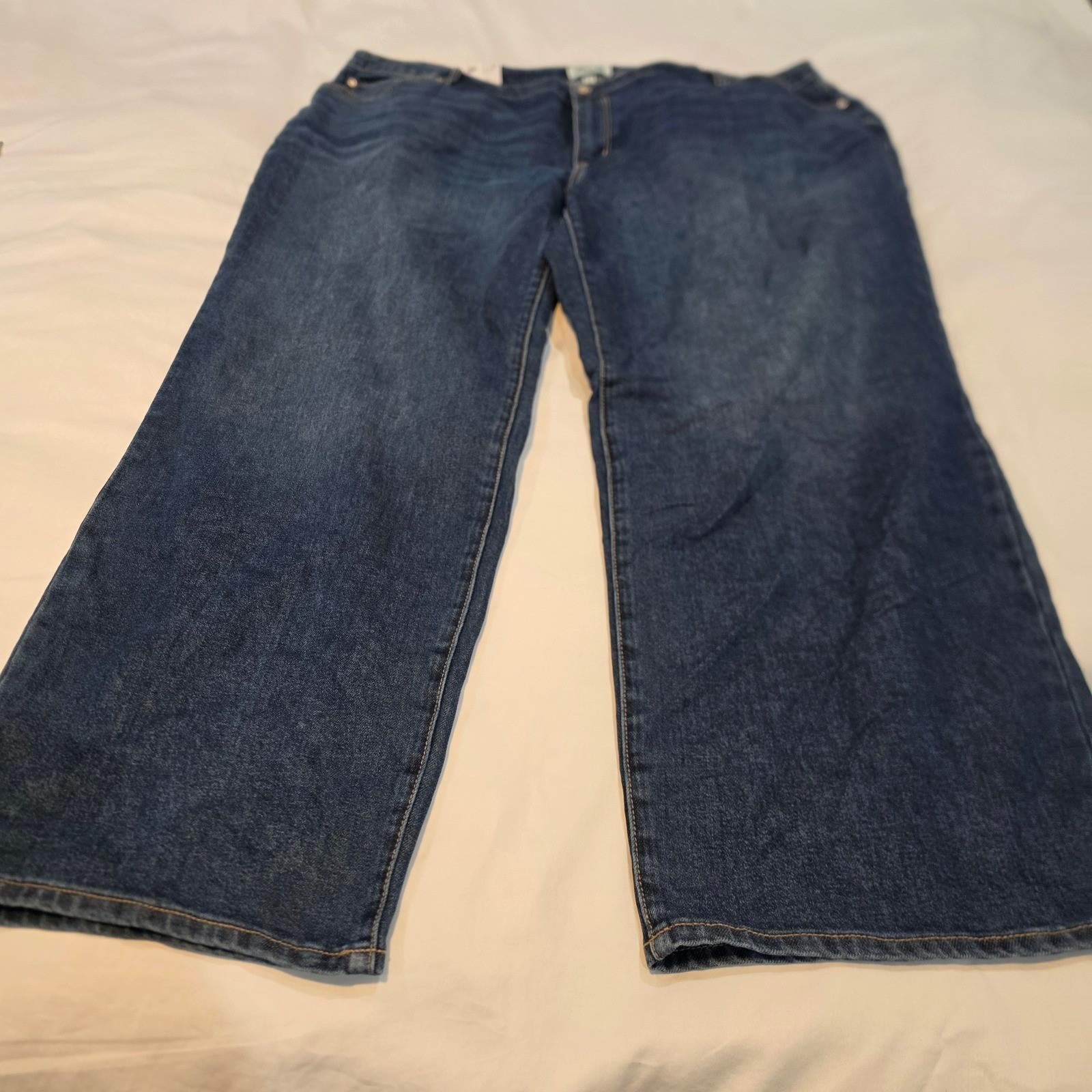 NWT Seven7 Loose Straight Jean Womens 24W Blue New High Rise Stretch Denim