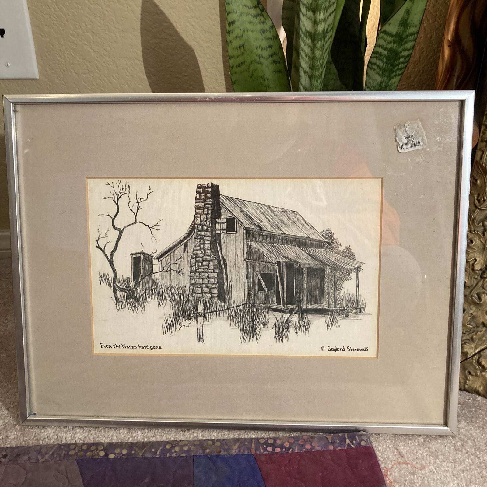 Gaylord Stevens 1975 Vintage Print, Even Wasps have Silver Board Framed w/Glass Gaylord Stevens 1975 Vintage Print, Even Wasps have Silver Board Framed w/Glass