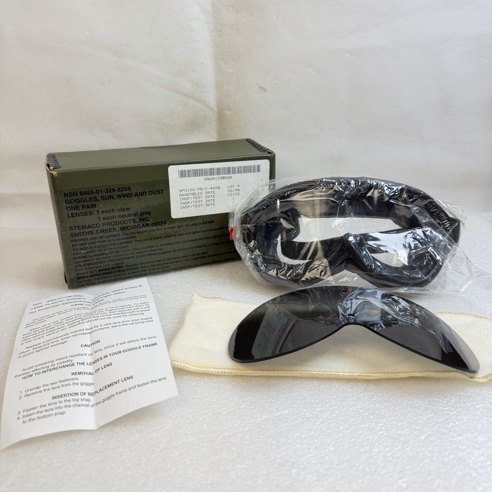 US Military Sun Wind and Dust Goggles Ballistic Lens STEMACO Eye Protection NOS US Military Sun Wind and Dust Goggles Ballistic Lens STEMACO Eye Protection NOS