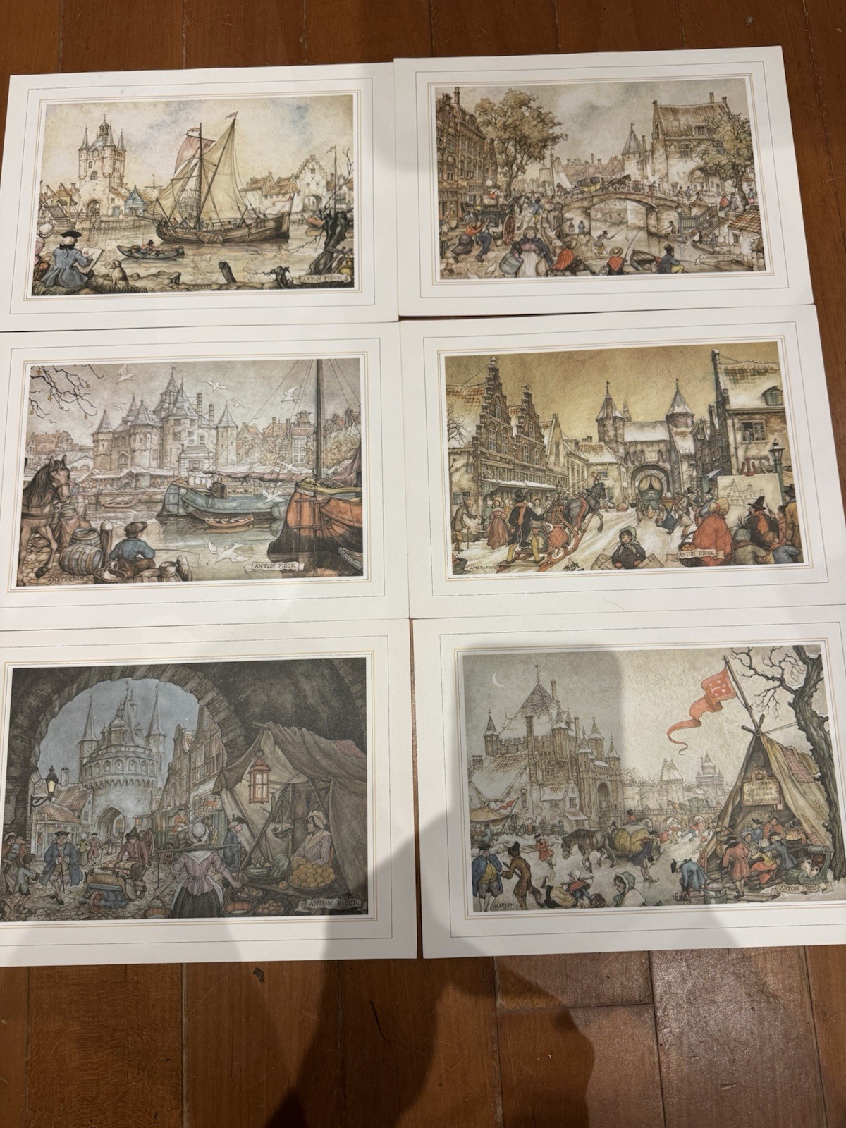 Six Prints By artist Anton Pieck Vintage Ordered In 1986 Never Used Or Framed