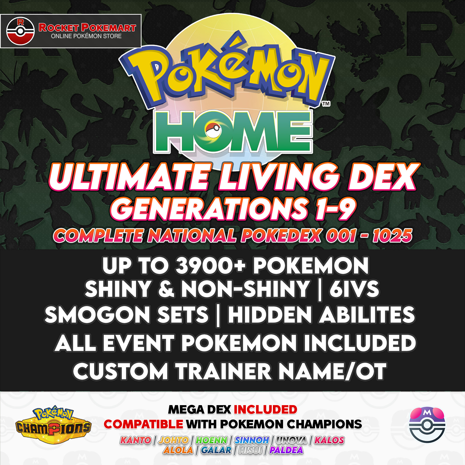 Ultimate Living Dex | Pokemon HOME | COMPLETE | Champions | Competitive | 6 IVS