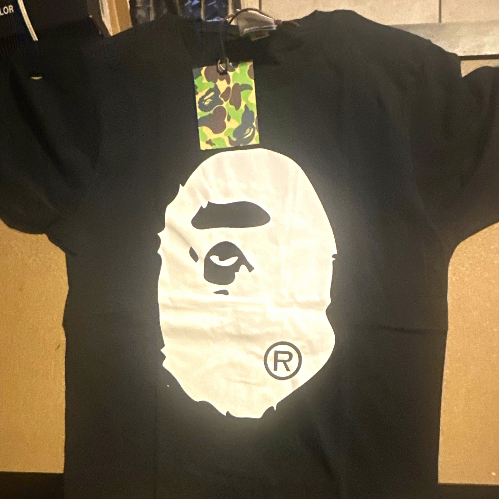 A Bathing Ape BAPE Black/White Ape Head Logo Graphic Tee Crew Neck Men’s S A Bathing Ape BAPE Black/White Ape Head Logo Graphic Tee Crew Neck Men’s S