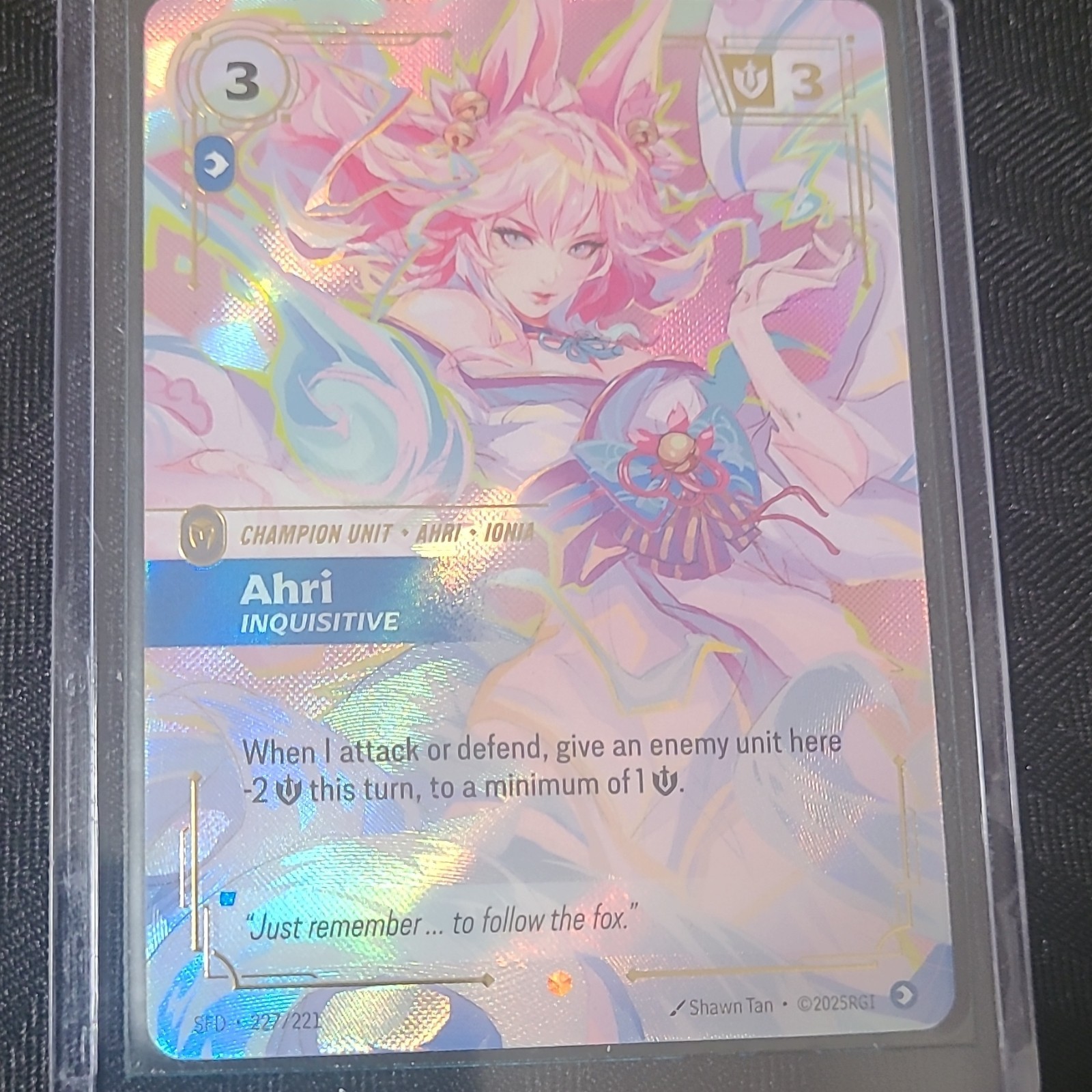 Riot Games Riftbound Ahri Inquisitive Full Art Foil Overnumbered 227/221 Riot Games Riftbound Ahri Inquisitive Full Art Foil Overnumbered 227/221