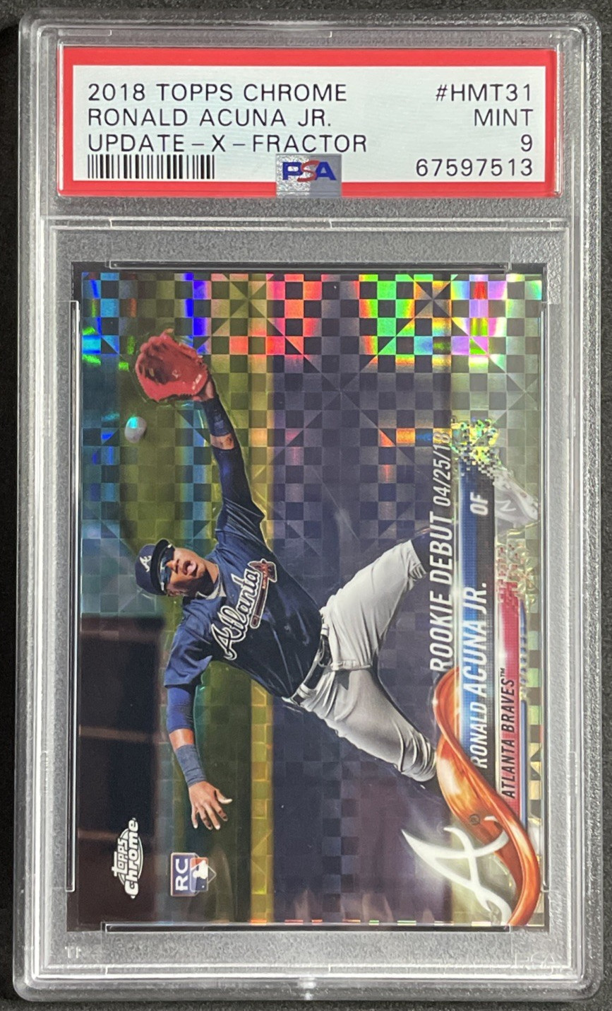 Ronald Acuña Jr. 2018 Topps Chrome Update Rookie X-Fractor #HMT31 #/99 PSA 9 Ronald Acuña Jr. 2018 Topps Chrome Update Rookie X-Fractor #HMT31 #/99 PSA 9