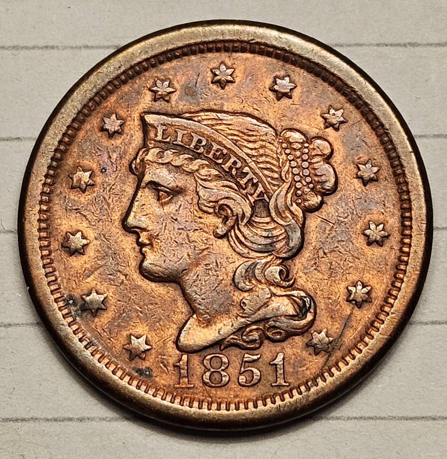 1851 Braided Hair Large Cent