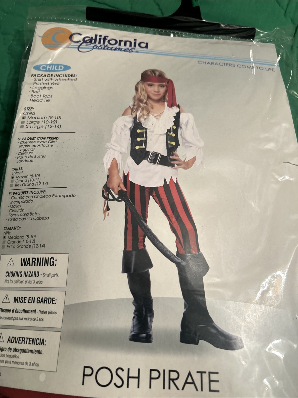 NWT Posh Pirate Buccaneer Girls Child Costume Size M 8/10