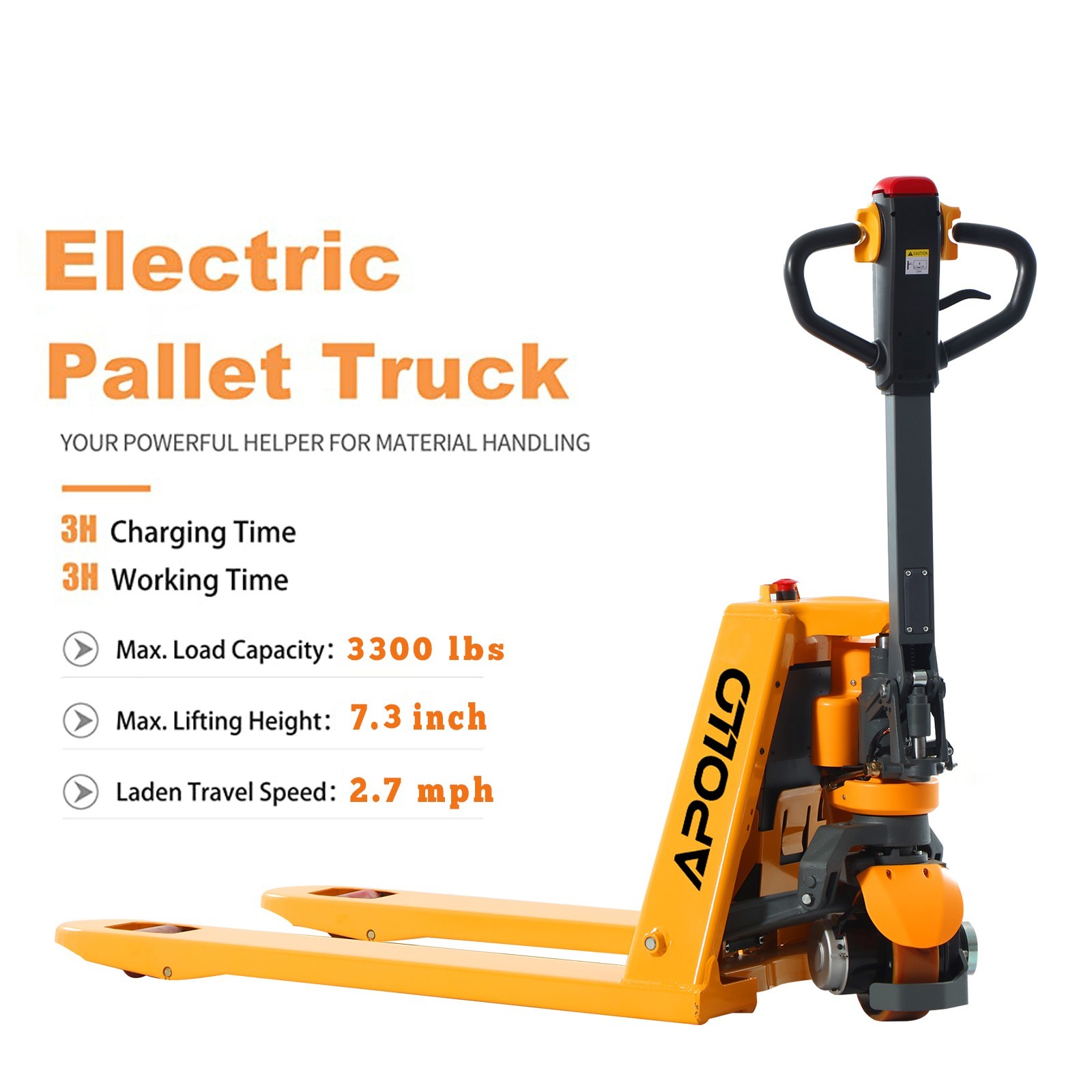 APOLLOLIFT Electric Pallet Jack Lithium Battery Pallet Truck 3300lb 48