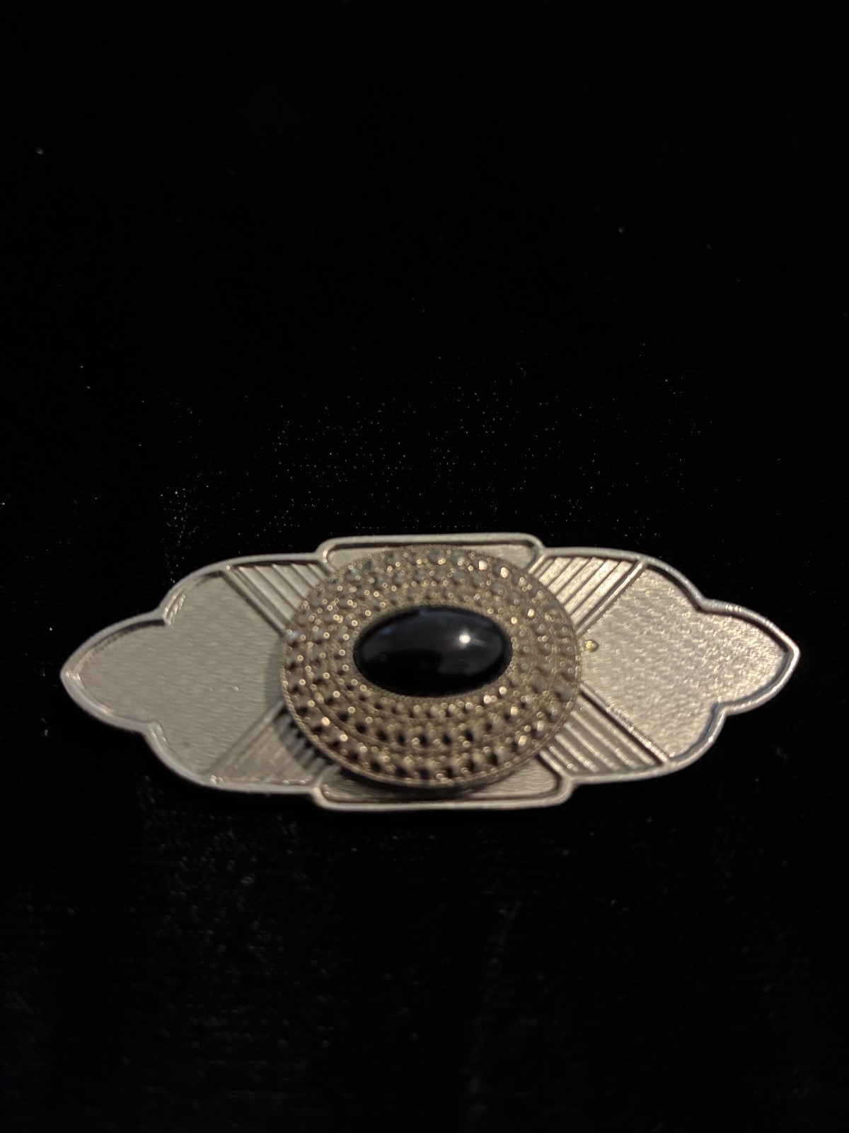 Vintage Silver and Black Onyx Brooch Vintage Silver and Black Onyx Brooch