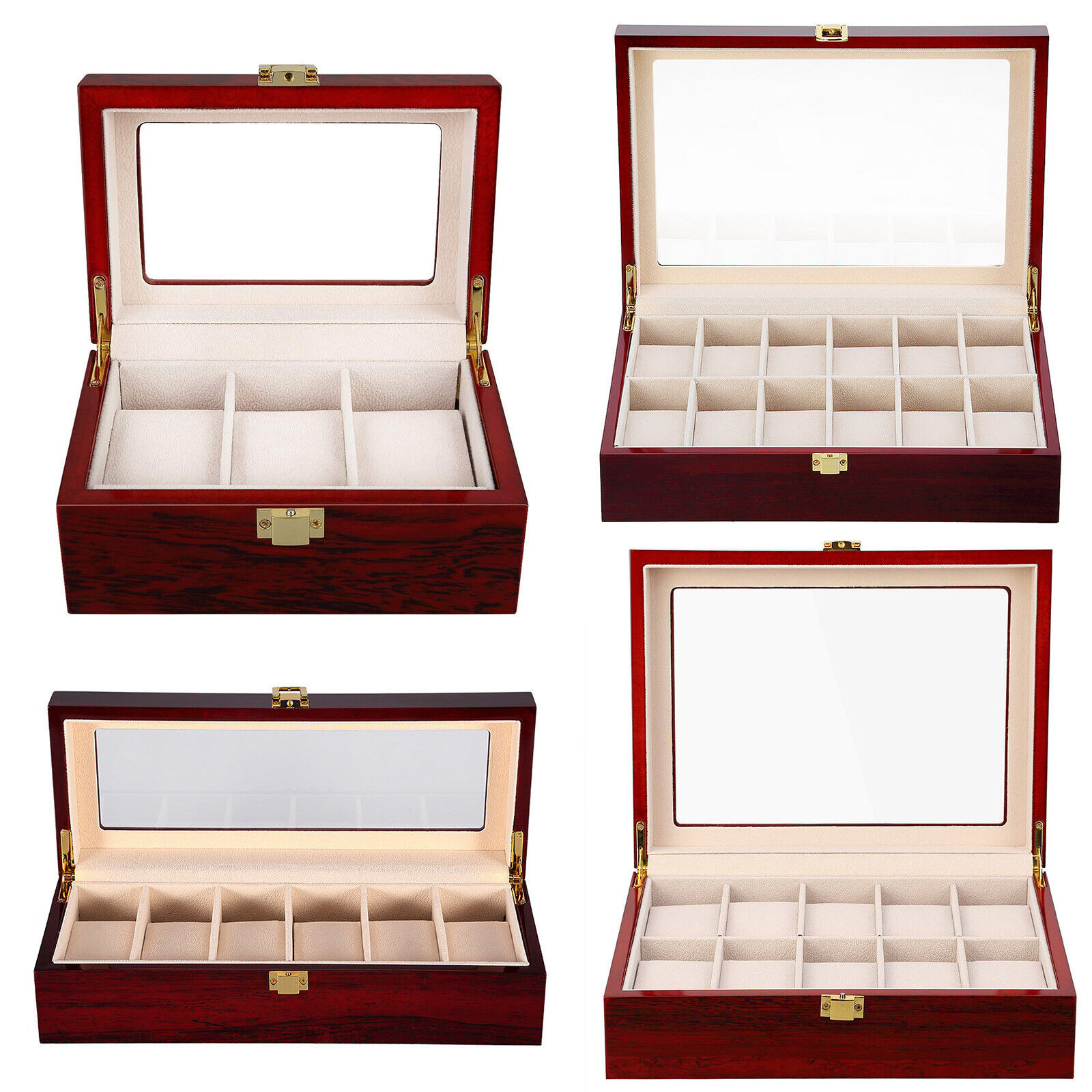 3-6-10-12-24 Slots Watch Box Watch Display Case Jewelry Storage Holder Box Gift