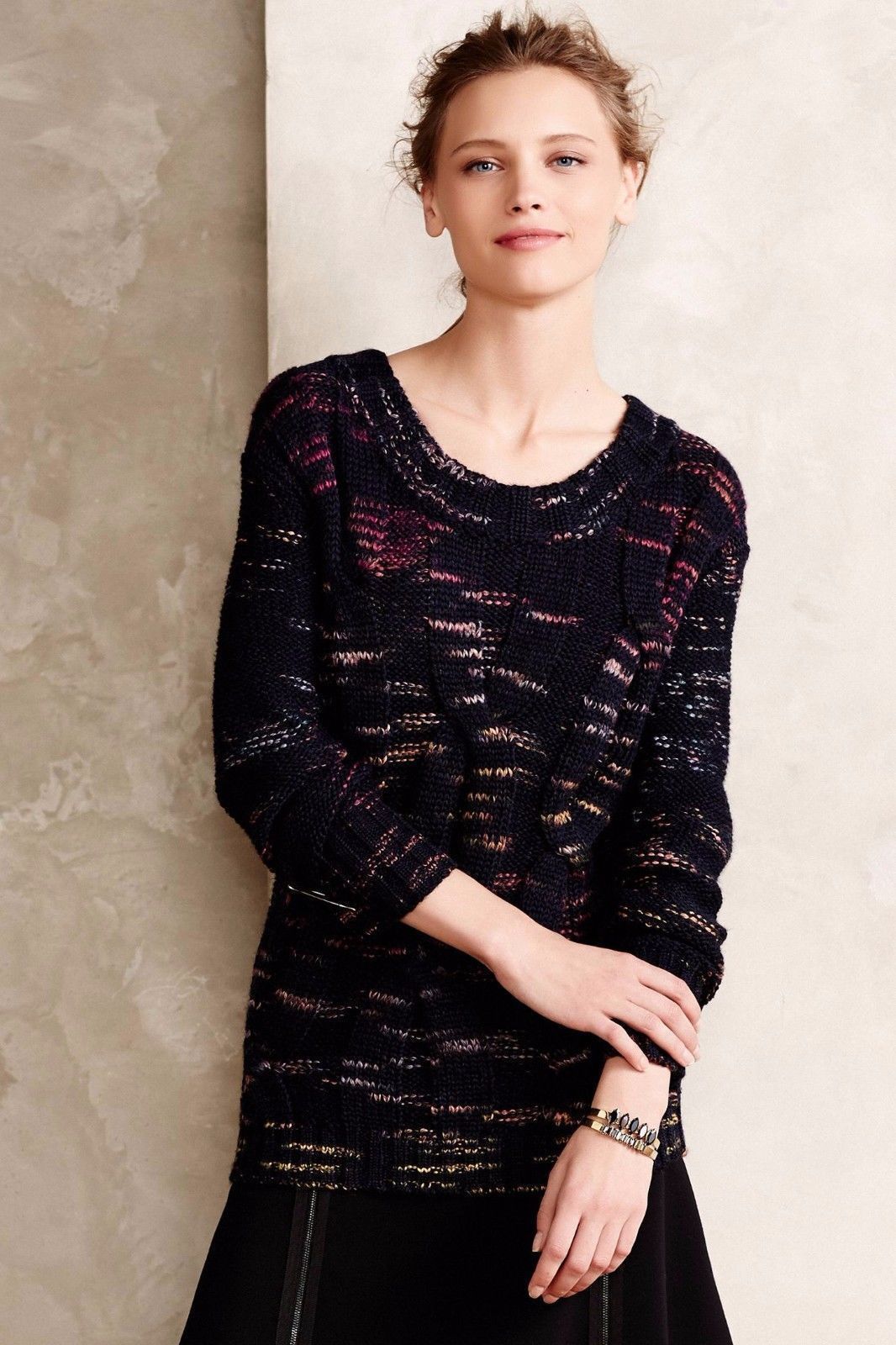 NWT TRACY REESE SPACEDYE CABLED PULLOVER S