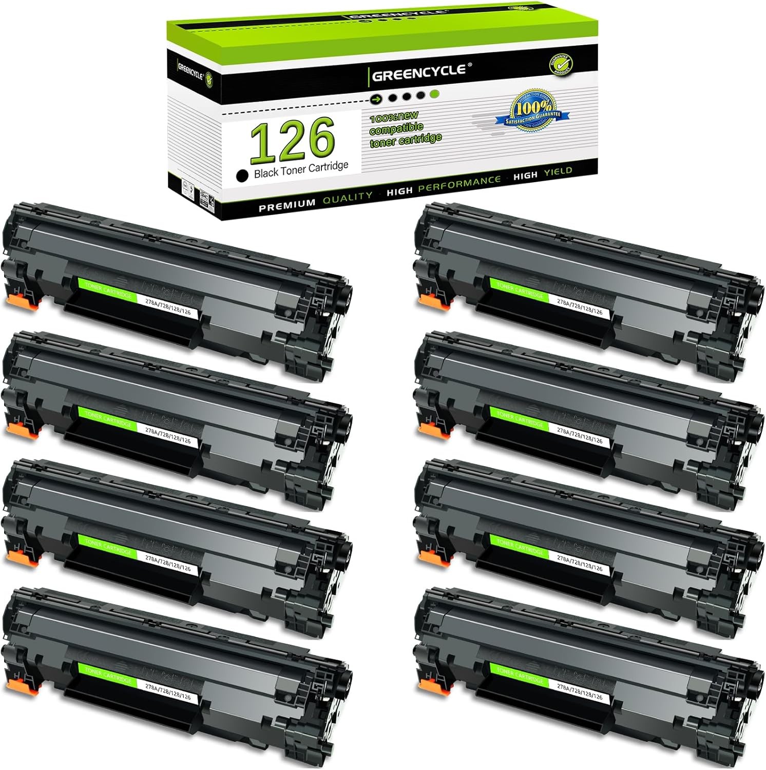 GREENCYCLE 8PK CRG126 CRG-126 Toner For Cannon 126 ImageClass LBP6200d LBP6230dw