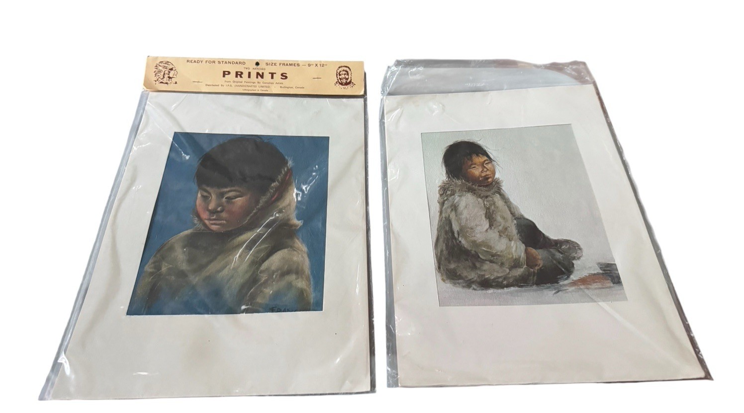 Vintage Canadian Inuit Eskimo Children Lithograph Art Prints Lot of 4 9x12 READ